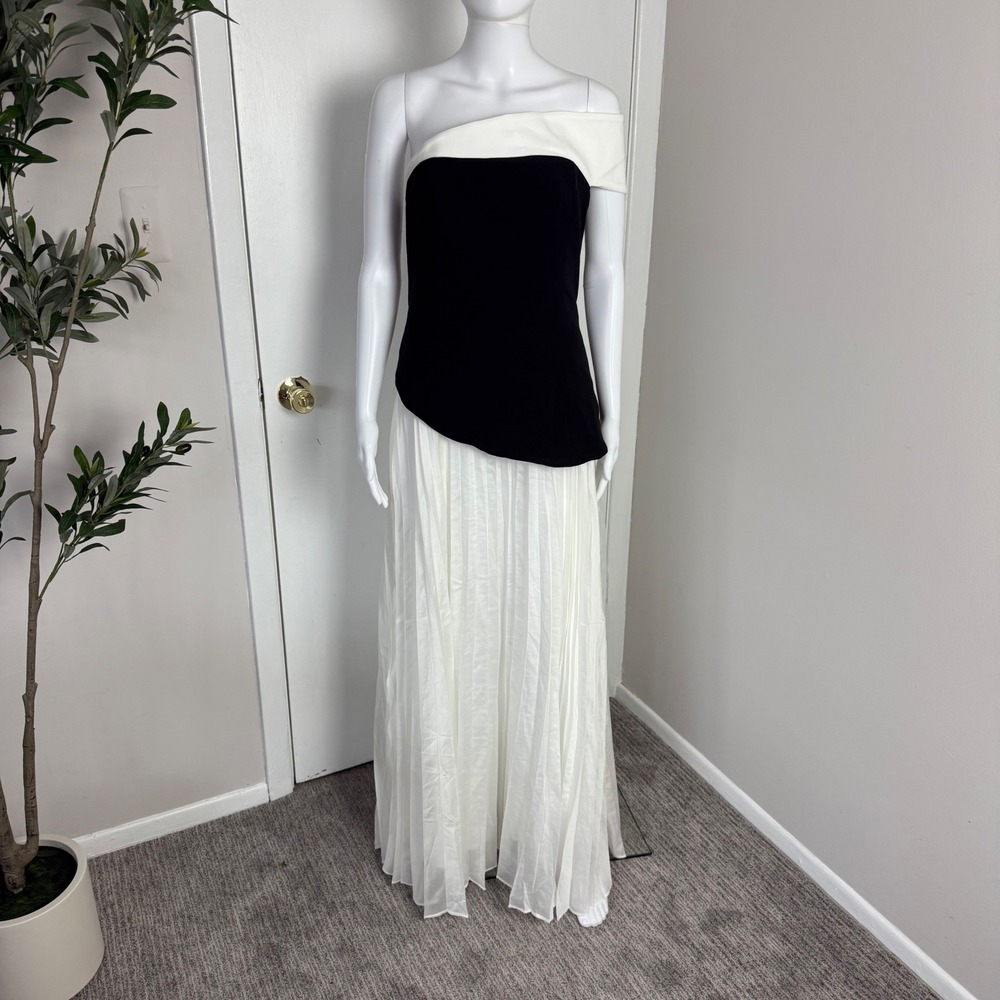 Commense Off-Shoulder Black and White Evening Gown Formal Dress Large - Picture 12 of 17